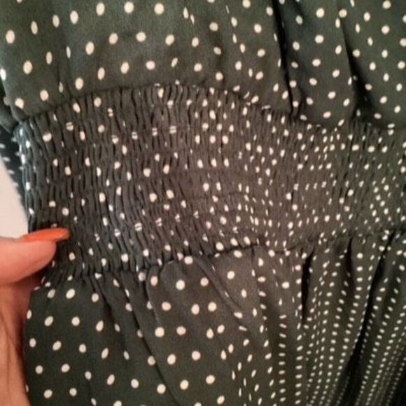 NEW Draper James RSVP Green Polka Dot Dress Sz 1X Cinched Waist - Picture 7 of 9